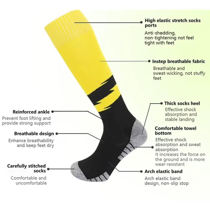 Chaussettes de football professionnelles Loogdeel avec semelle en tissu éponge