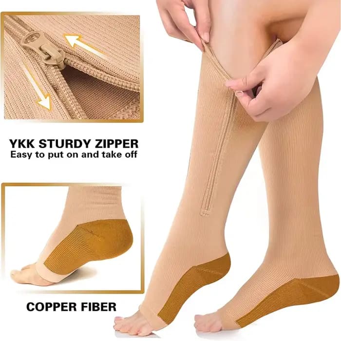 Chaussettes de compression à fermeture éclair pour femmes et hommes