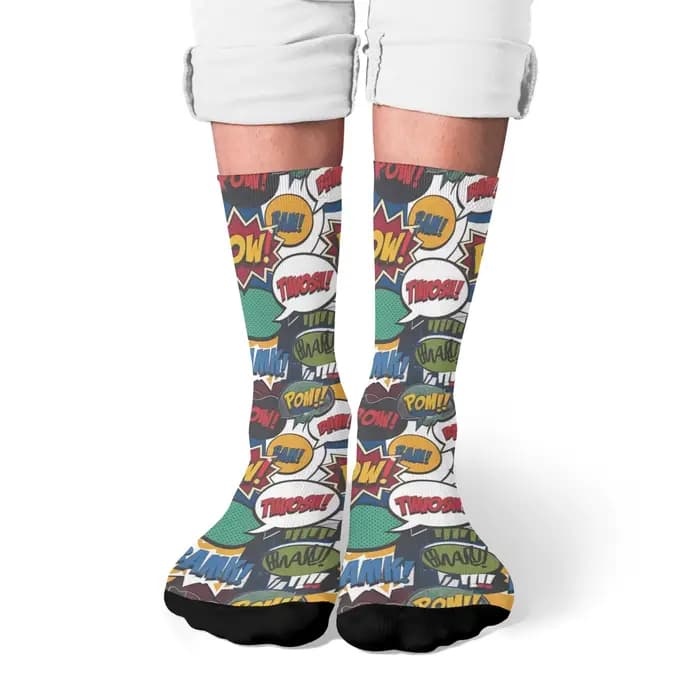 Amusant rue graffiti bande dessinée pop art chaussettes hommes et femmes loisirs sports de plein air