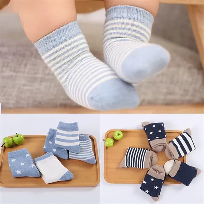 5 paires/lot enfants chaussettes en coton doux garçon fille bébé infantile mode rayure chaud pour automne hiver 0-6 ans