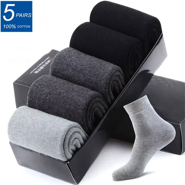 5 paires/lot chaussettes d'affaires pour hommes longs coton peigné automne hiver chaud couleur unie mi Tube mâle