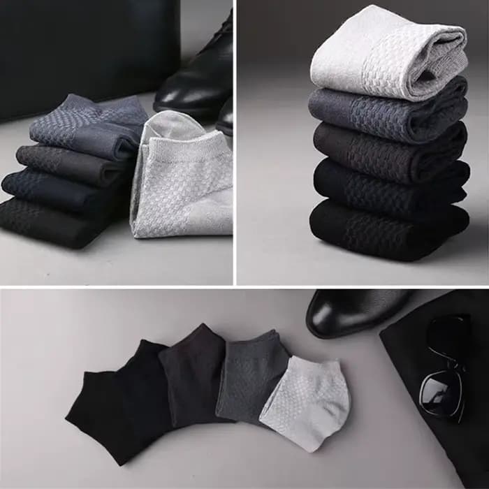 5 paires/lot hommes chaussettes en Fiber de bambou affaires courtes respirant cheville