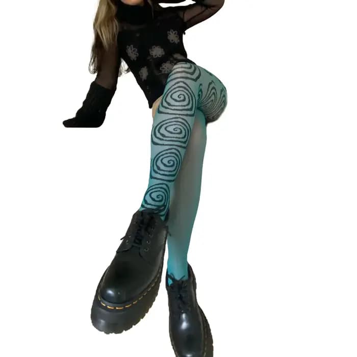 Dames été automne collants longs femmes filles y2k gothique coeur/floral/nuage/à carreaux imprimé