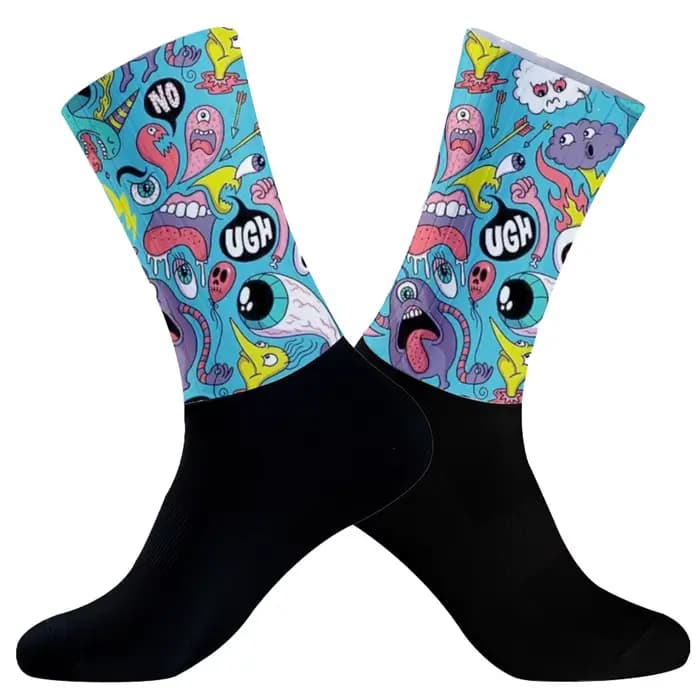 Chaussettes de cyclisme légères à grande maille, chaussettes de vélo unisexes pour adultes, Compression ciblée, antidérapantes, pour randonnée, course à pied