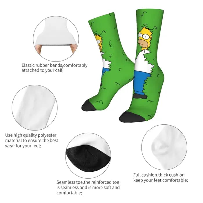 Chaussettes amusantes unisexes de dessin animé The S-Simpsons Homer pour l'automne et l'hiver