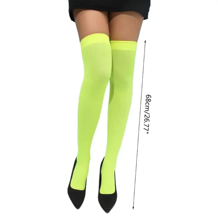 Couleur néon femmes longs bas Sexy soirée haute genou chaussettes Cosplay élasticité bas