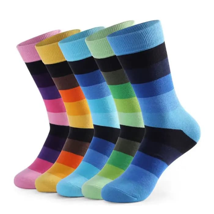 Chaussettes rayées en coton pour hommes