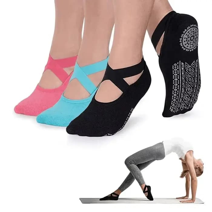 Chaussettes de Pilates coordonnantes en coton respirant pour femmes