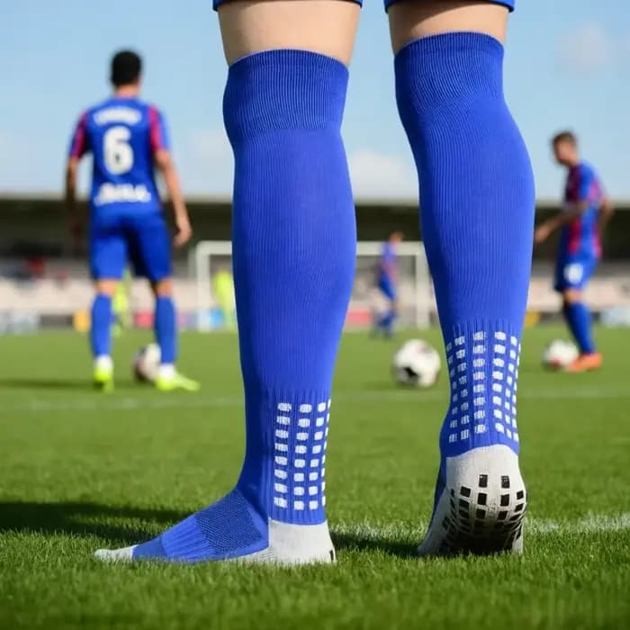 Chaussettes de football longues pour hommes, antidérapantes, respirantes, hautes jusqu'au genou, avec fond en tissu éponge, pour le cyclisme et la randonnée