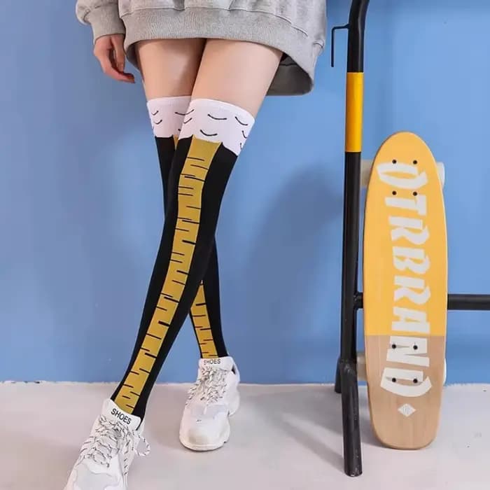 Pattes de poulet pieds chaussettes longues femmes sur le genou bas drôle dessin animé