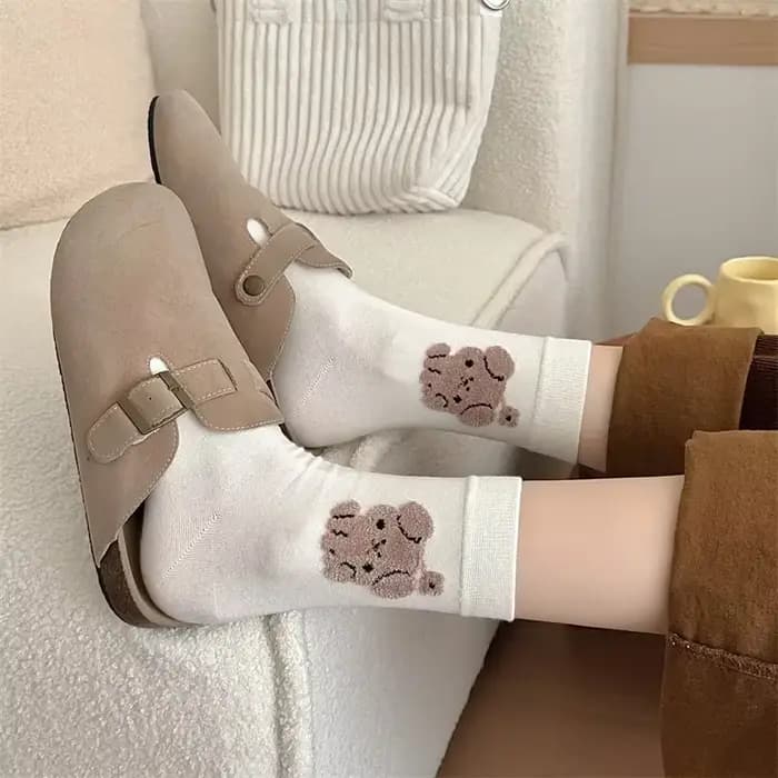 Chaussettes longues en coton pour femmes, dessin animé, chat, chien, doux, filles, japonais, Kawaii, style coréen, Harajuku, rétro, streetwear, mignon