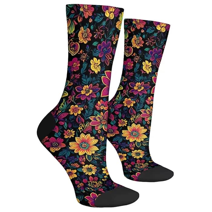 Chaussettes tricotées vintage fun floral pour hommes