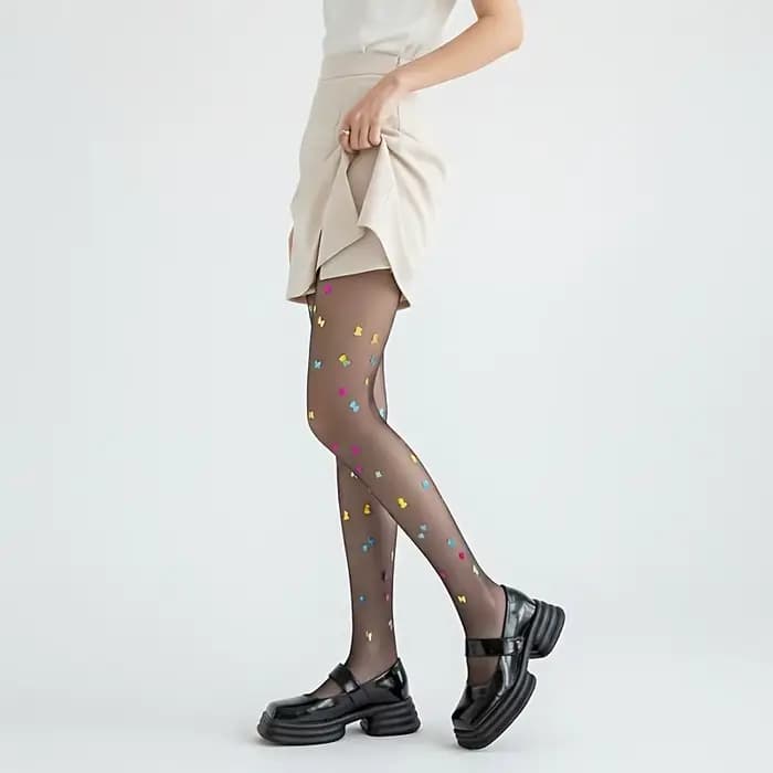 Collants noirs sexy pour femmes, style vintage Y2K, imprimé papillon, en soie transparente, pour filles Lolita, fins, d'été, bas hauts