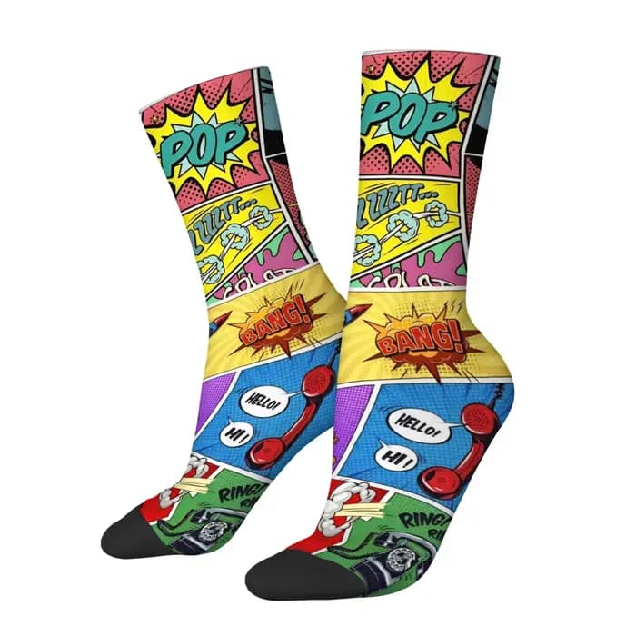 Chaussettes pour hommes à imprimé pop art cartoon