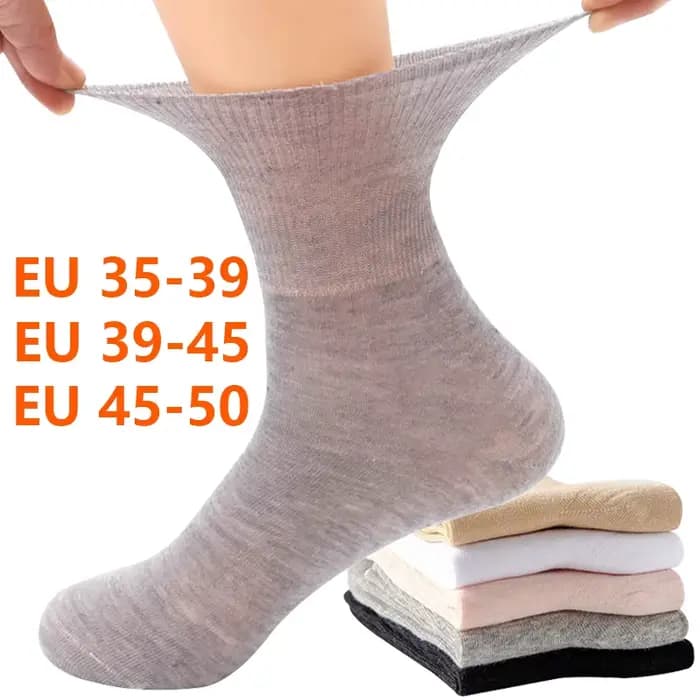 5 paires de chaussettes moyennes pour diabétiques en coton de qualité pour femmes