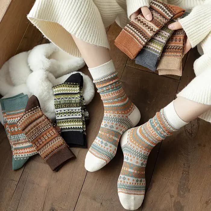 Chaussettes en laine à motif tricoté athlétique pour femmes