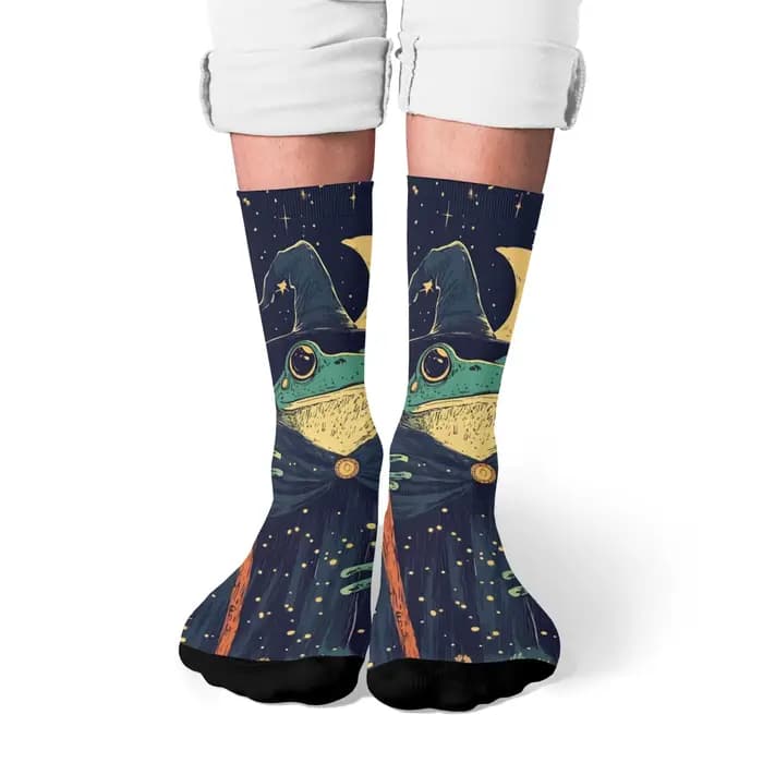 Conte de fées grenouille magicien chaussettes nouveauté drôle heureux hommes