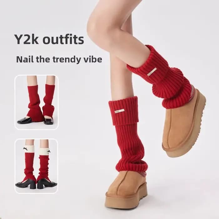 Chaussettes longues en tricot rouge pour le Nouvel An
