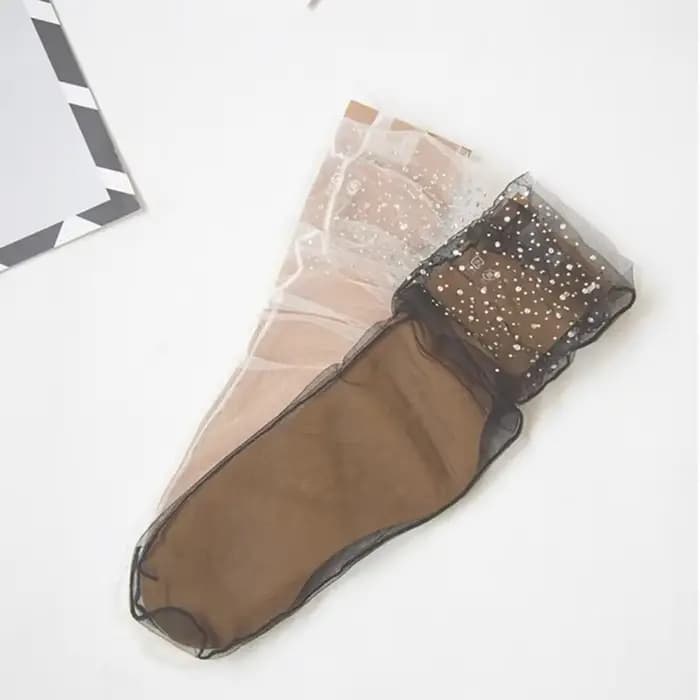 Femmes chaussettes Transparent paillettes cristal soie dentelle élastique courte cheville