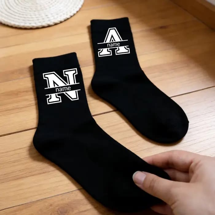 Chaussettes noires avec texte personnalisé