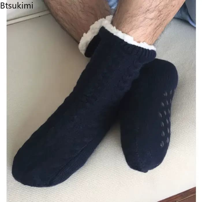 Chaussette thermique homme hiver chaud maison doux coton épaissi Plus velours dormir anti-dérapant aucune poignée