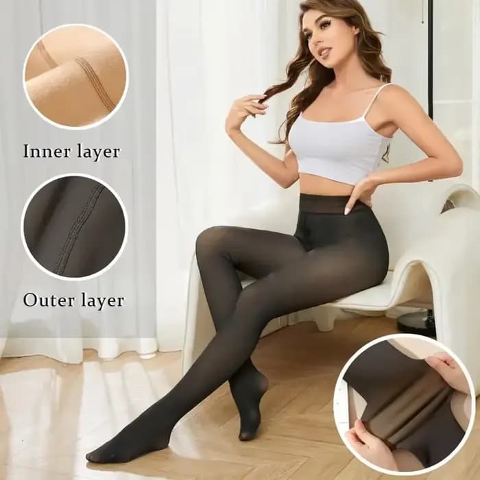 Bas thermiques femmes collants doublés polaire chaud hiver taille haute