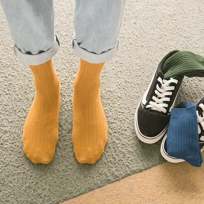 Chaussettes pour hommes coton couleur unie équipage chaussette unisexe mâle Formelle