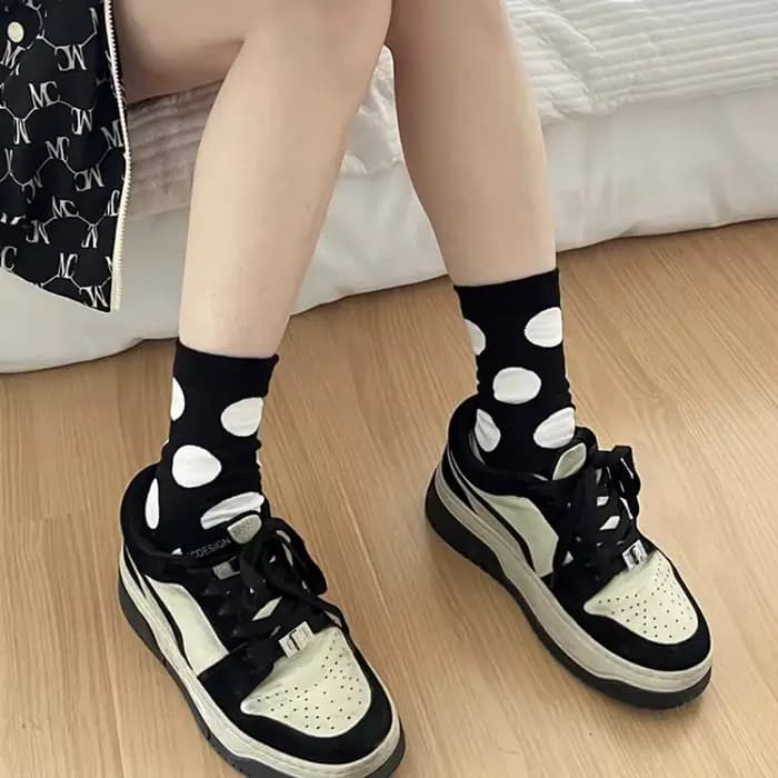 6 paires de chaussettes colorées à pois pour femmes au printemps et en été