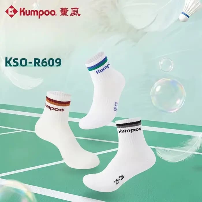 3 paires kumpoo Chaussettes de sport mi-mollet pour tennis et badminton