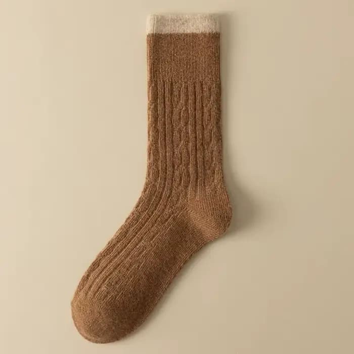 4 paires automne hiver couleur-bloc 100% laine femmes mi-mollet chaussettes épaissi rétro chaud polyvalent ample longues