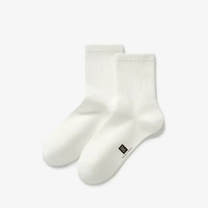BEAUTODAY chaussettes de sport femmes coton couleur unie respirant mi-mollet chaussettes doux dames chaussettes à la main 97018