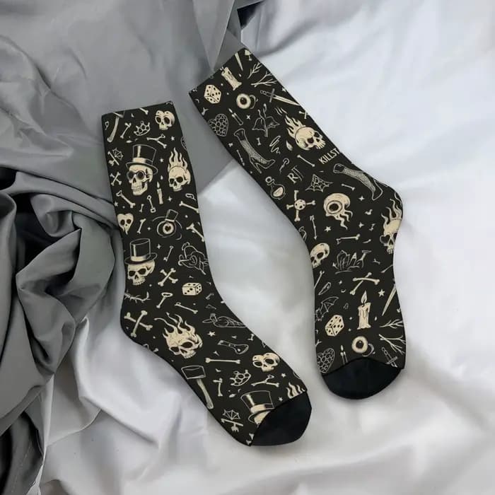 Chaussettes pour hommes avec imprimé de symboles de sorcellerie gothique rétro