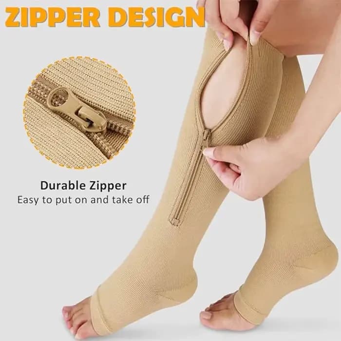 Chaussettes de compression à fermeture éclair pour le soutien des varices, course à pied en plein air, fitness, randonnée, anti-fatigue, soins médicaux, soulagement des gonflements du diabète