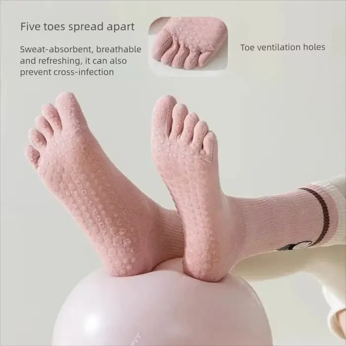 Chaussettes de yoga antidérapantes pour femmes - Design à 5 doigts
