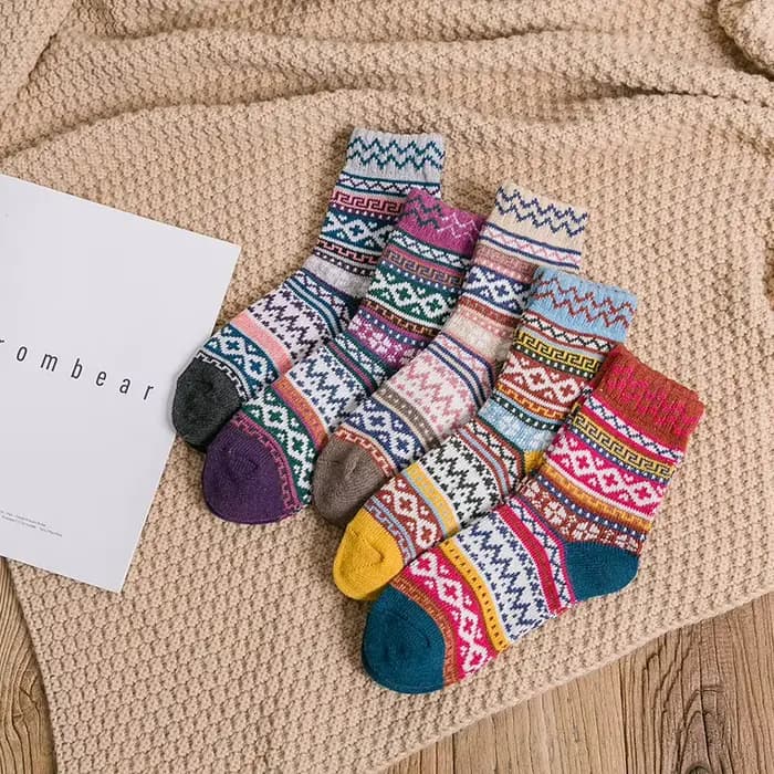 5 paires/lot nouvelles chaussettes en laine pour femmes couleur mixte mode