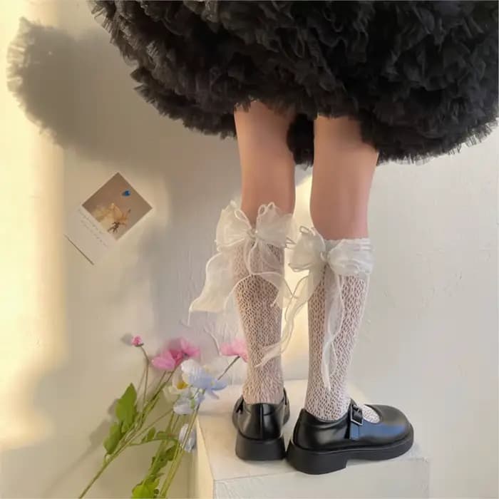 Chaussettes en dentelle respirantes pour bébés et filles - Chaussettes tube en dentelle Lolita pour l'été