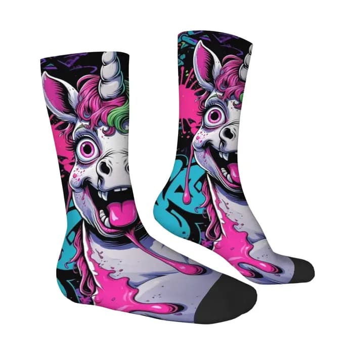 Street Graffiti Licorne Hip-Hop Chaussettes Style Harajuku Nouveauté