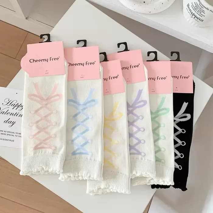 Chaussettes pour femmes printemps-été respirantes, nouveauté, motif nœud peint à la main, chaussettes droites, tendance mode, couleur unie, en coton, vente en gros