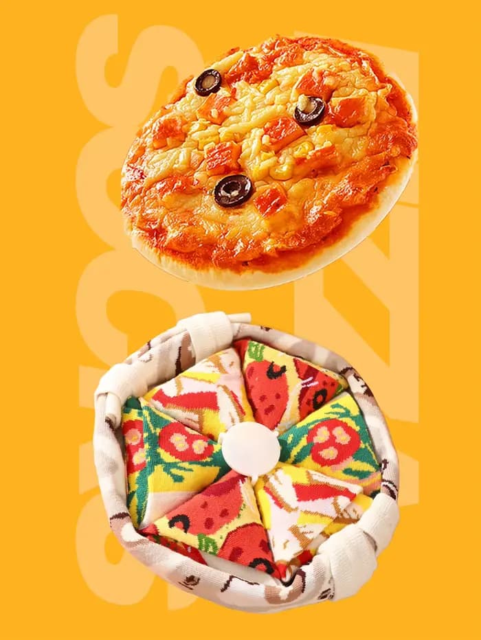 4 paires de chaussettes unisexes coupe moyenne pizza avec un roman et un cadeau de vacances créatif et original intéressant
