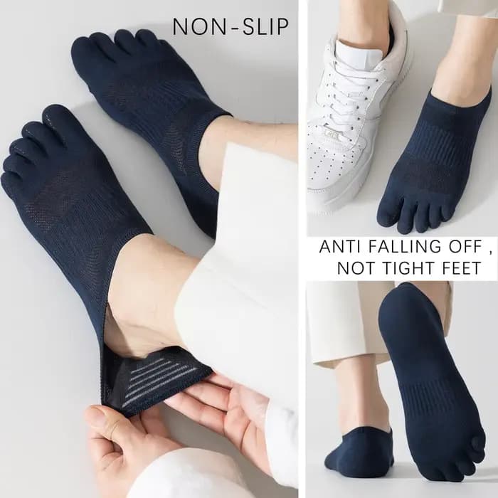 3 Paires de chaussettes anti-odeur respirantes à 5 orteils pour hommes – Chaussettes d'été en maille de coton fine avec séparateur d'orteils pour l'absorption de la sueur 
