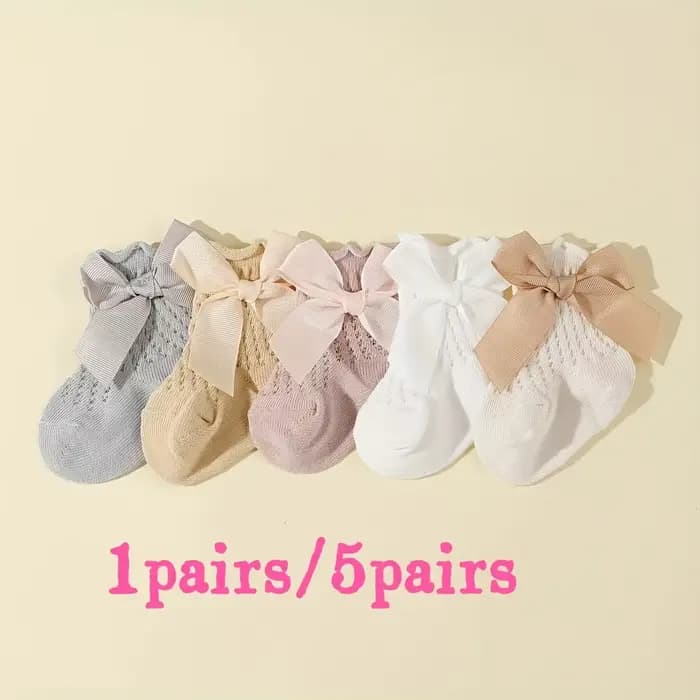 1/5 paires de chaussettes pour bébé, Love Bow, chaussettes en dentelle mignonnes, chaudes, pour l'intérieur et l'extérieur, peuvent être portées