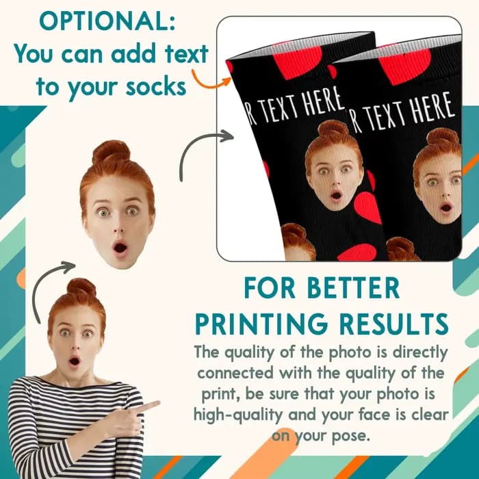 Chaussettes d'amour personnalisées avec impression 3D