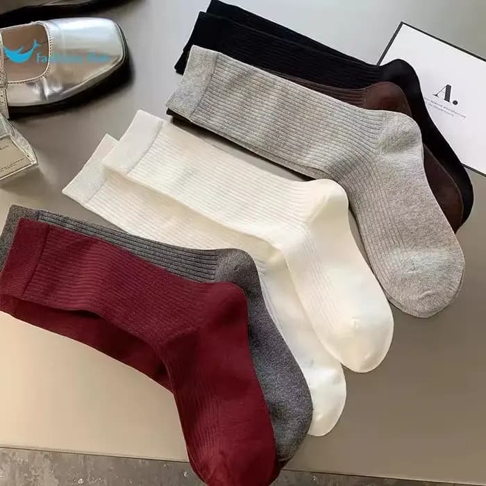 Vin rouge chaussettes longues femmes bas coton couleur unie chaud cuisse haute dames filles rue mode tricoté genou