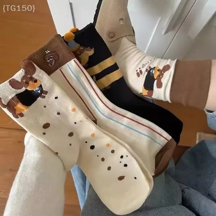 【N】 Chaussettes drôles en coton avec animaux teckel