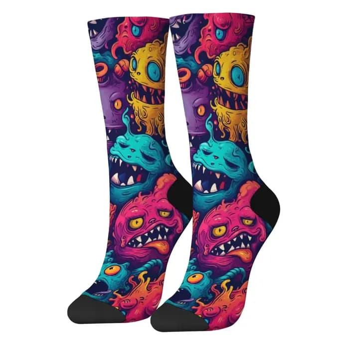 Happy Monster Cartoon Chaussettes Harajuku Hip-Hop Style Nouveauté