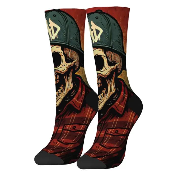 Harajuku rétro gothique crâne rue mode chaussettes nouveauté tendance Hip Hop équipage