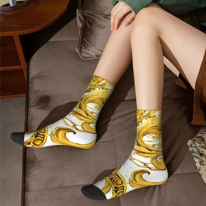 Chaussettes à motif de fleurs de discussion dorées pour hommes
