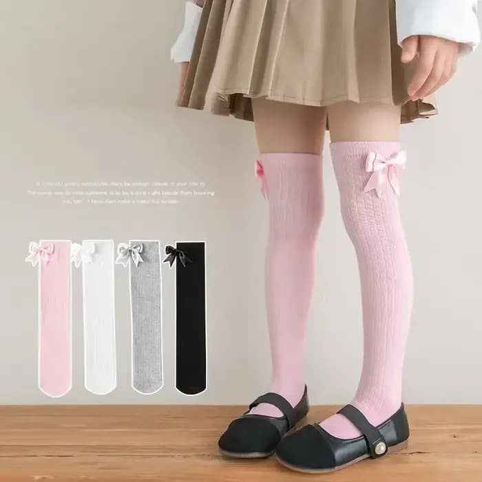 Chaussettes hautes en coton doux au genou pour enfants