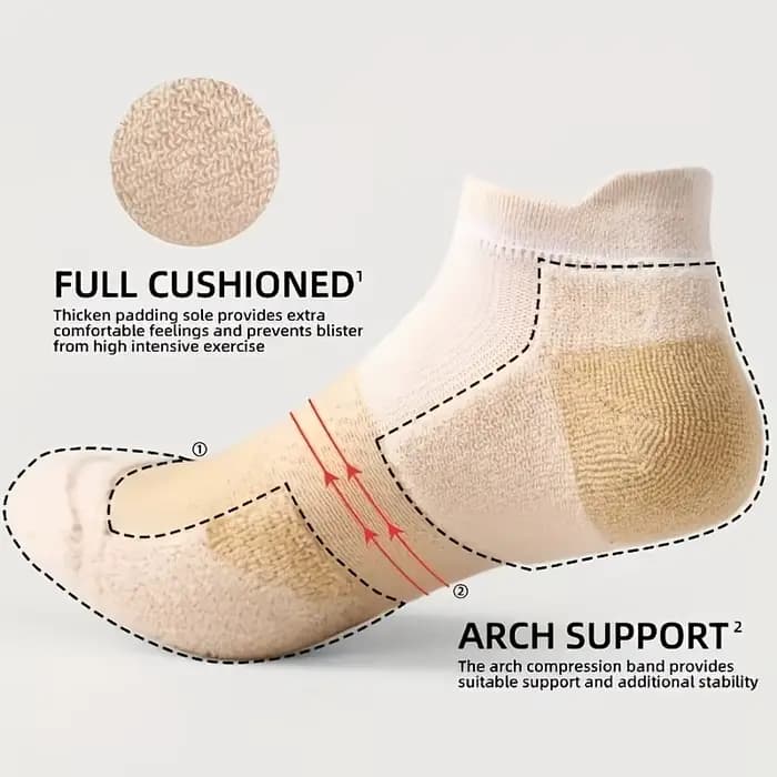 5 paires - chaussettes basses avec support d'arc