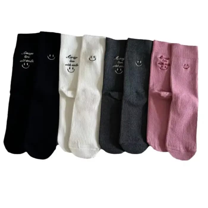 Chaussettes en Coton avec Lettres Brodées pour Femme et Fille
